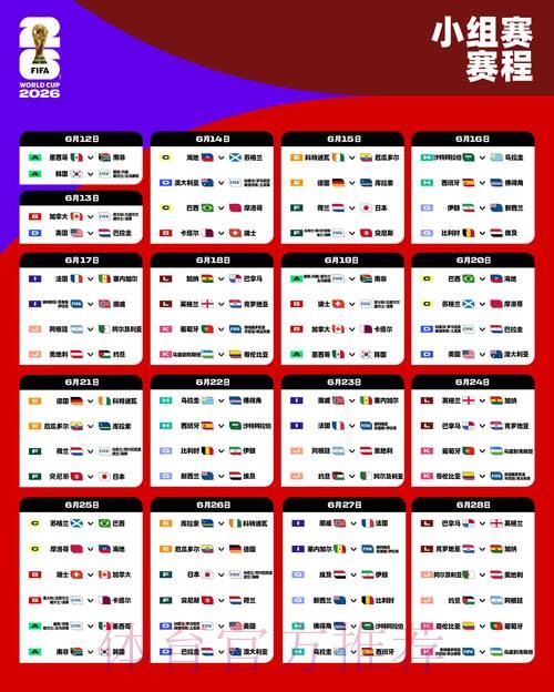 2026世界杯小组赛赛程完整版最新时间表官网入口